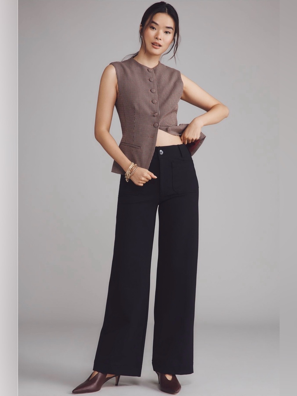 NWT Anthropologie Colette Ponte Full Length Wide Leg Pants Size 32 Petite